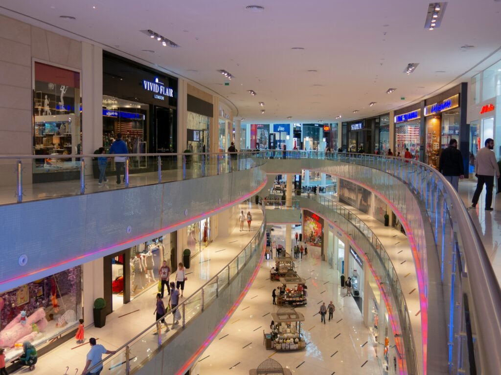 Mall with stores.